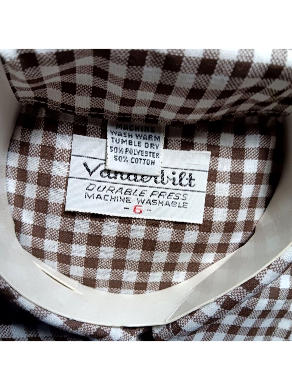 NOS NEW BOYS  Sz 6 True Vtg 70s VANDERBILT BROWN CHEKCER HIPPY MOD SHIRT USA